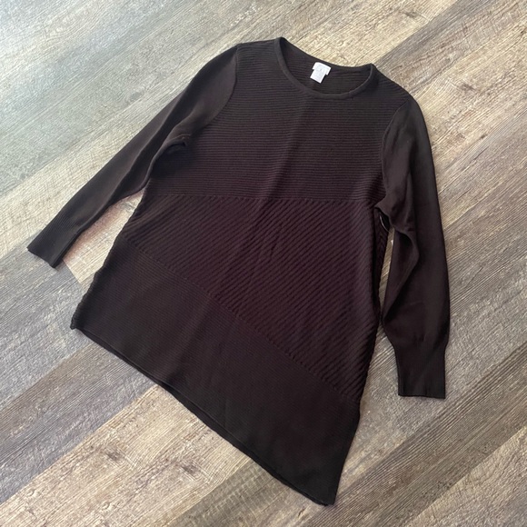 Chicos Asymmetrical Hem Ribbed Tunic - Picture 2 of 12